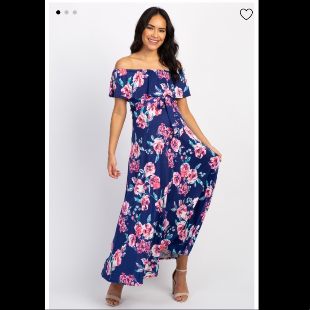 PinkBlush Floral Off Shoulder Maternity Maxi Dress